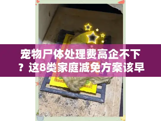 宠物尸体处理费高企不下？这8类家庭减免方案该早点知道