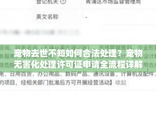 宠物去世不知如何合法处理？宠物无害化处理许可证申请全流程详解