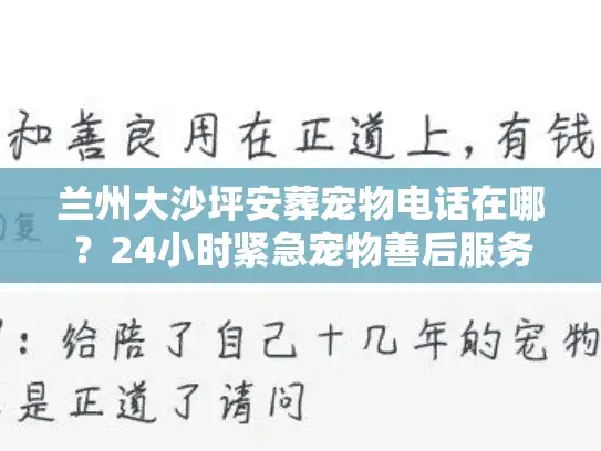 兰州大沙坪安葬宠物电话在哪？24小时紧急宠物善后服务